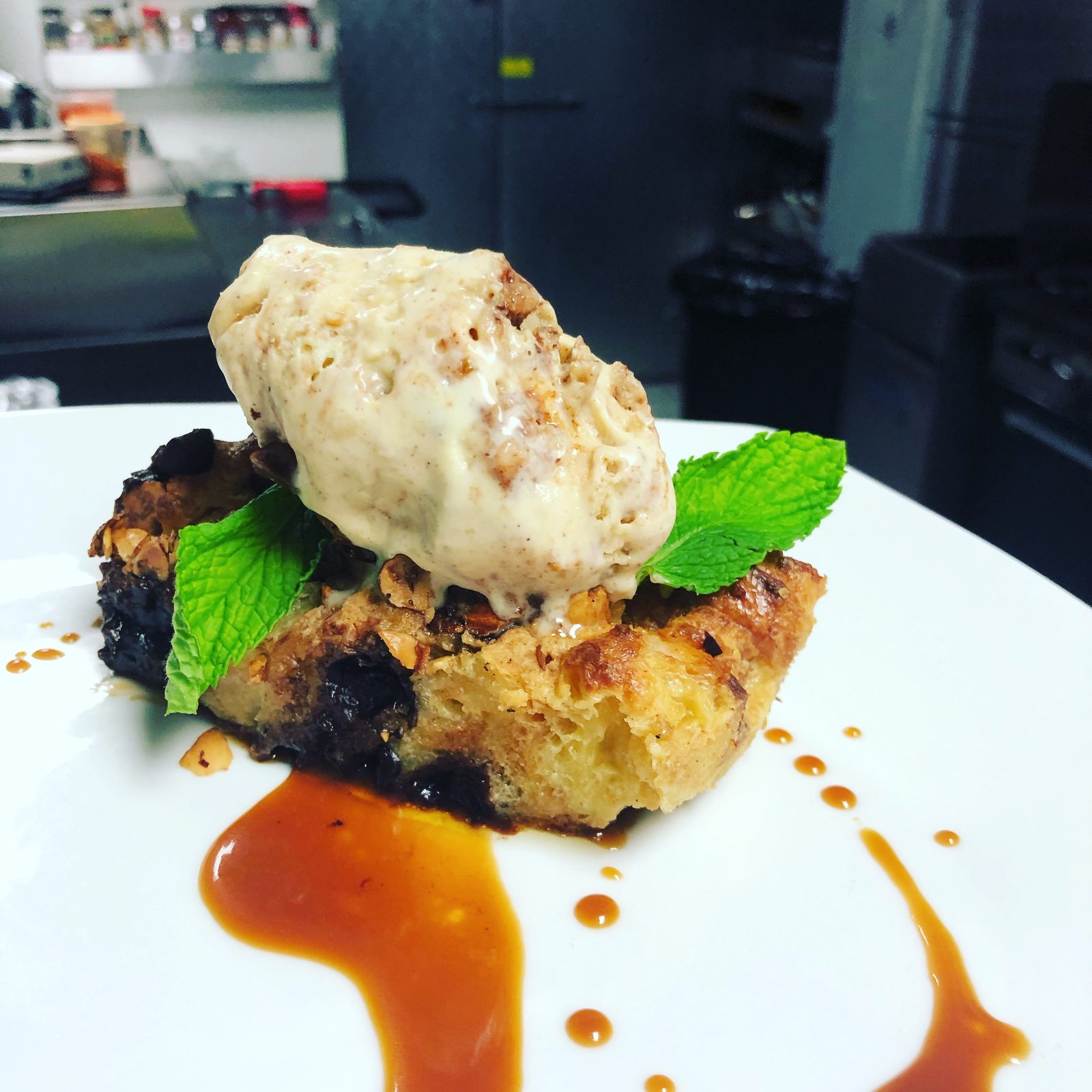 Blueberry-lavender bread pudding with lemon ricotta, by Chef Tony Durso