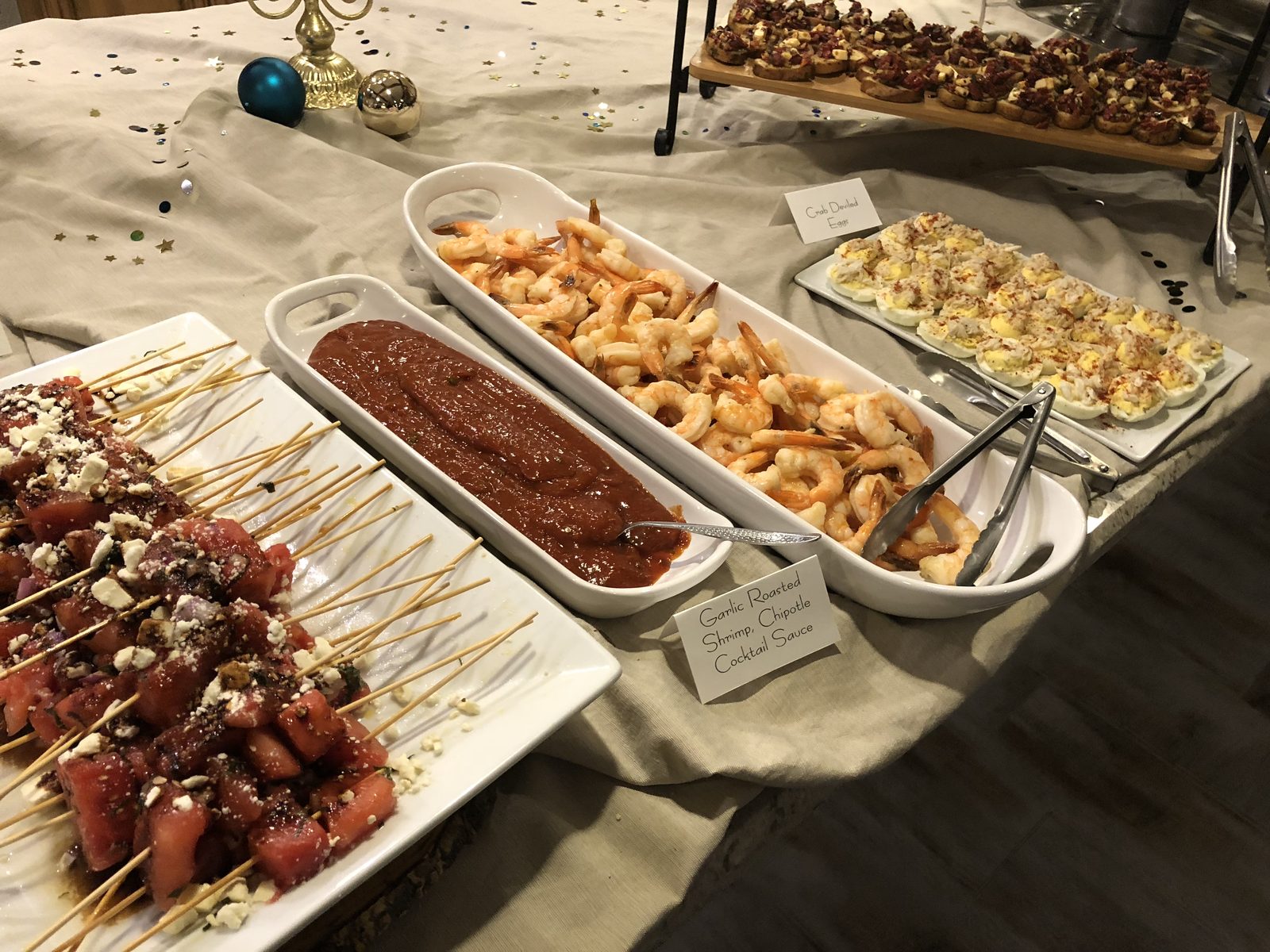 Cocktail party spread prepared by Chef Tony Durso