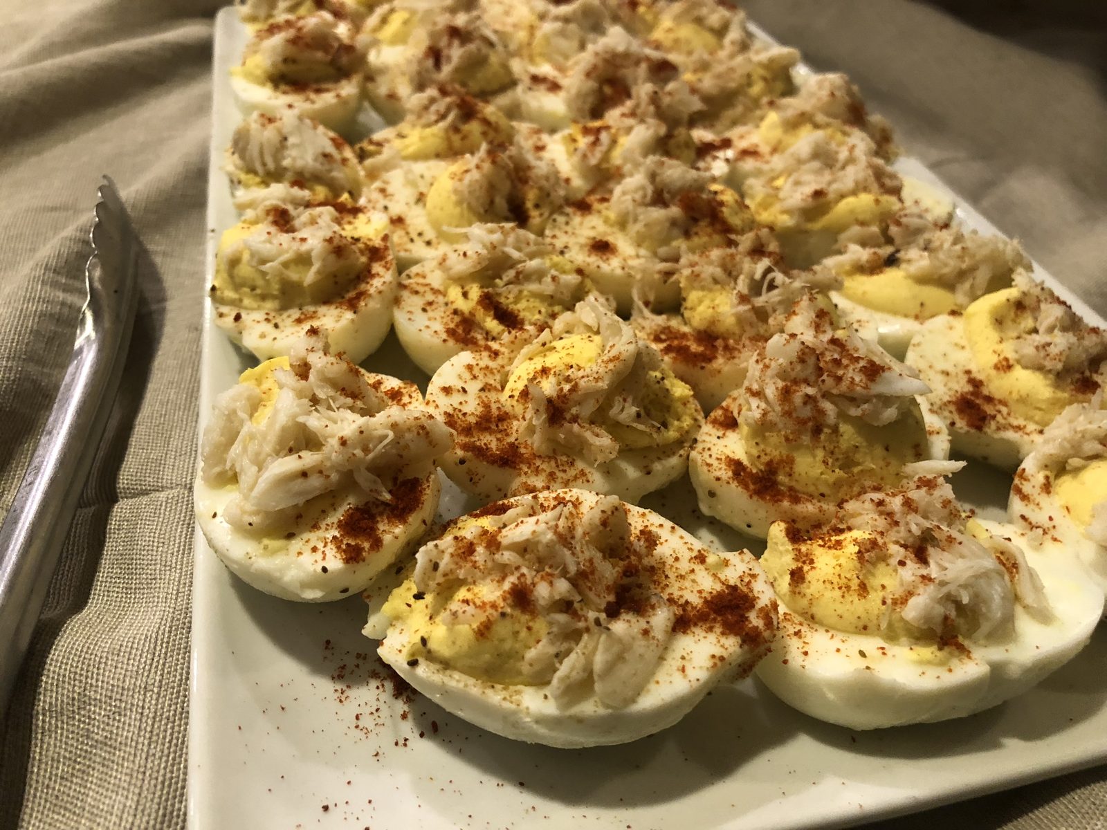 Crab deviled eggs
