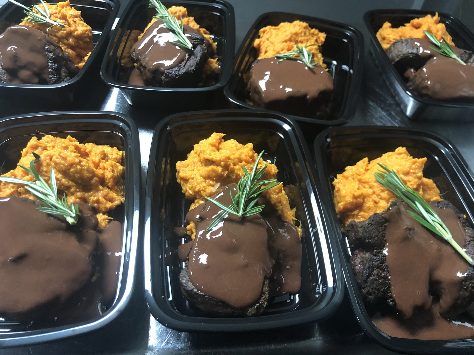 Espresso Rubbed Filet, Cocoa Demi, Sweet Potato Mash